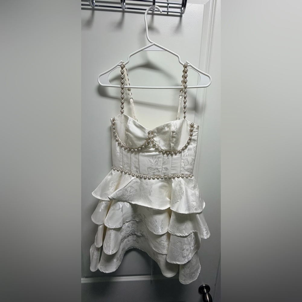 V. Chapman Ivory Dress with Pearl Accents